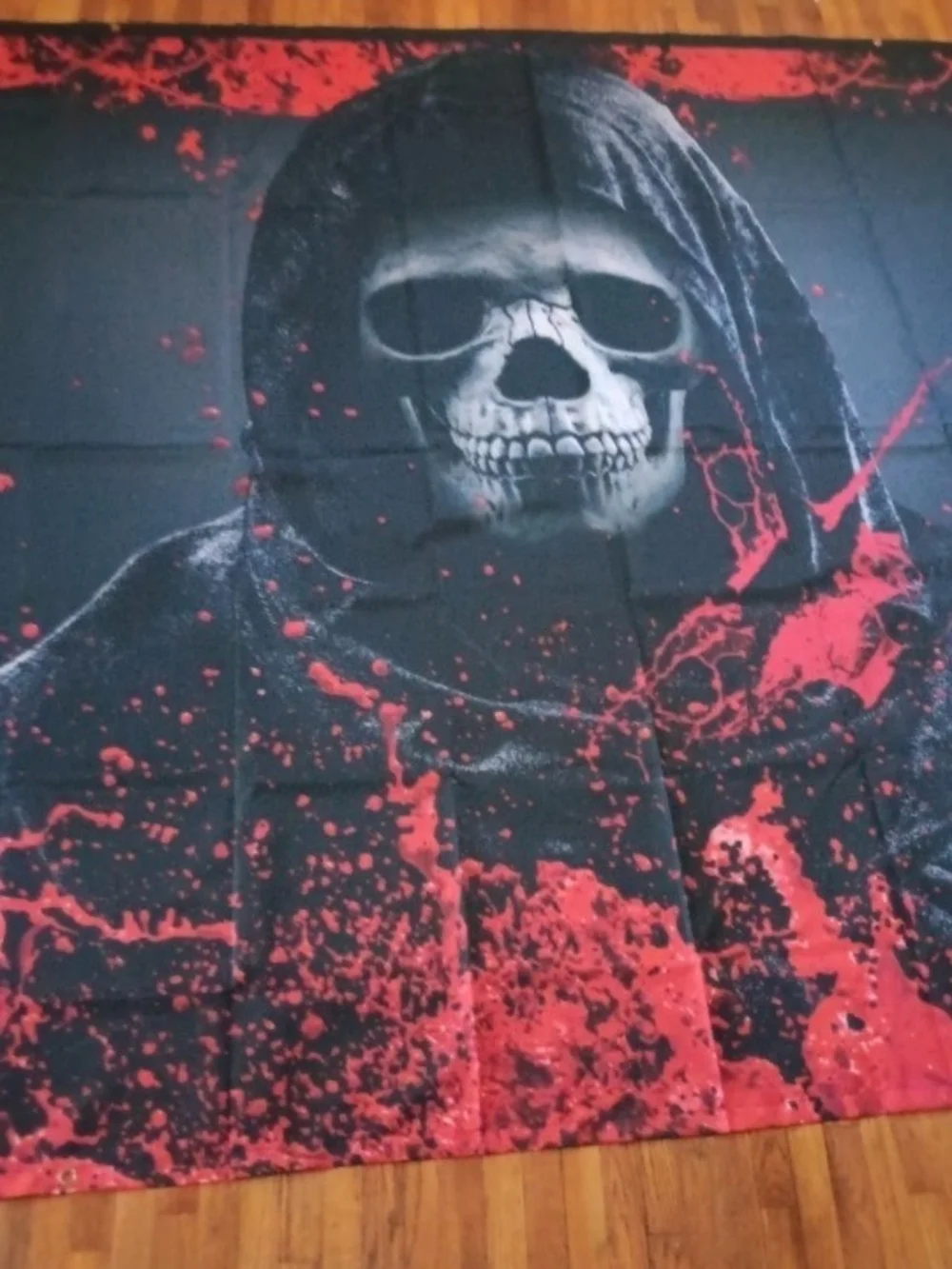 New Halloween Oversized Red & Black Dark Skull Reaper Tapestry 157